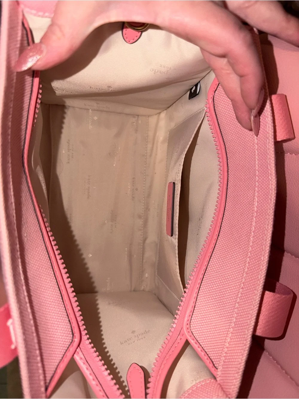 Kate Spade Pink Canvas Logo Strap Tote with Removable Crossbody